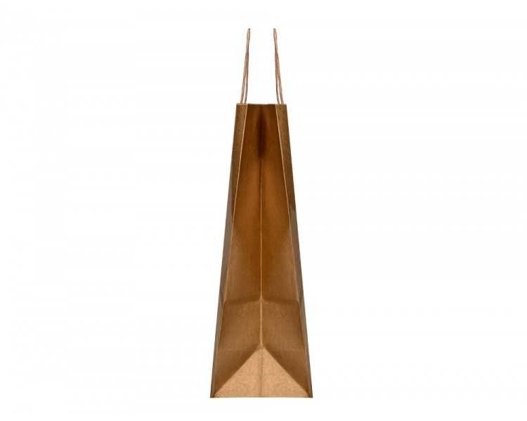 Bolsa papel q-connect kraft natural liso xs con asa retorcida 180x240x80 mm