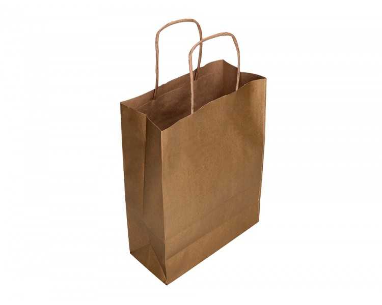 Bolsa papel q-connect kraft natural liso xs con asa retorcida 180x240x80 mm