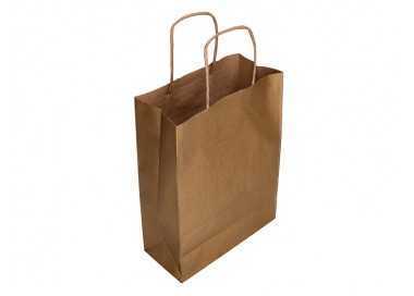 Bolsa papel q-connect kraft natural liso xs con asa retorcida 180x240x80 mm Bolsa papel q-connect kraft natural liso xs con asa retorcida 180x240x80 mm