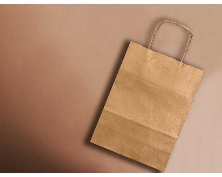 Bolsa papel q-connect kraft natural liso xs con asa retorcida 180x240x80 mm