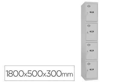 Taquilla metalica simonrack 4 puertas con cerradura respiradero y etiquetero gris 1800x500x300 mm