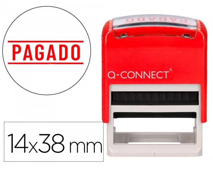 Sello entintado automatico q-connect pagado almohadilla 14x38 mm color rojo