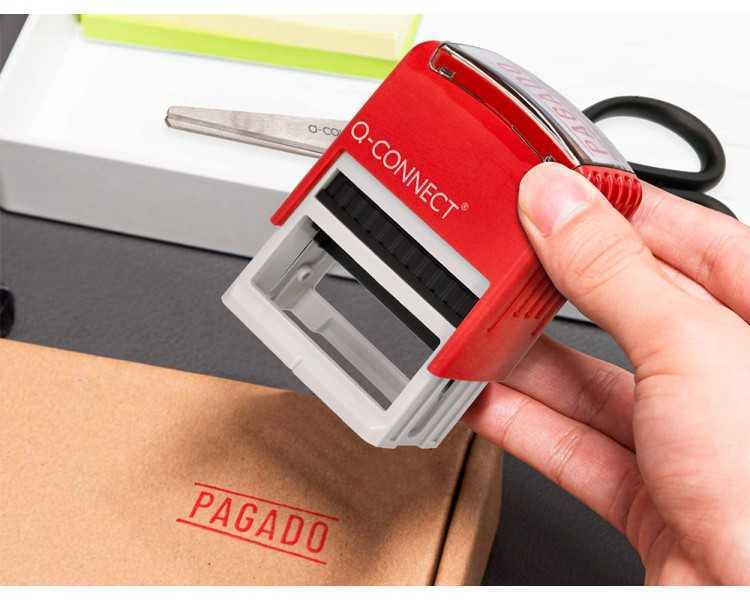 Sello entintado automatico q-connect pagado almohadilla 14x38 mm color rojo