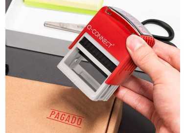 Sello entintado automatico q-connect pagado almohadilla 14x38 mm color rojo Sello entintado automatico q-connect pagado almohadilla 14x38 mm color rojo