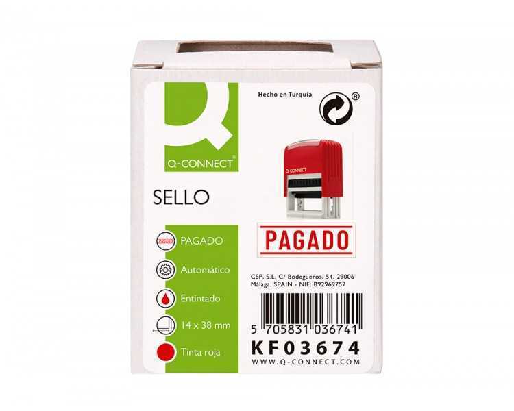 Sello entintado automatico q-connect pagado almohadilla 14x38 mm color rojo