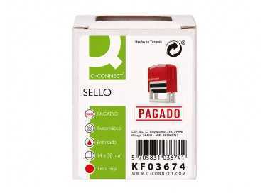 Sello entintado automatico q-connect pagado almohadilla 14x38 mm color rojo Sello entintado automatico q-connect pagado almohadilla 14x38 mm color rojo
