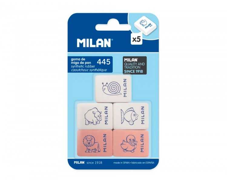 Goma de borrar milan 445 blister de 5 unidades