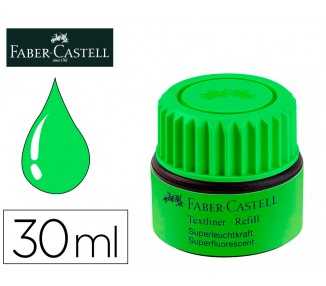 Tinta rotulador faber castell textliner fluorescente 1549 con sistema capilar color verde bote 30 ml