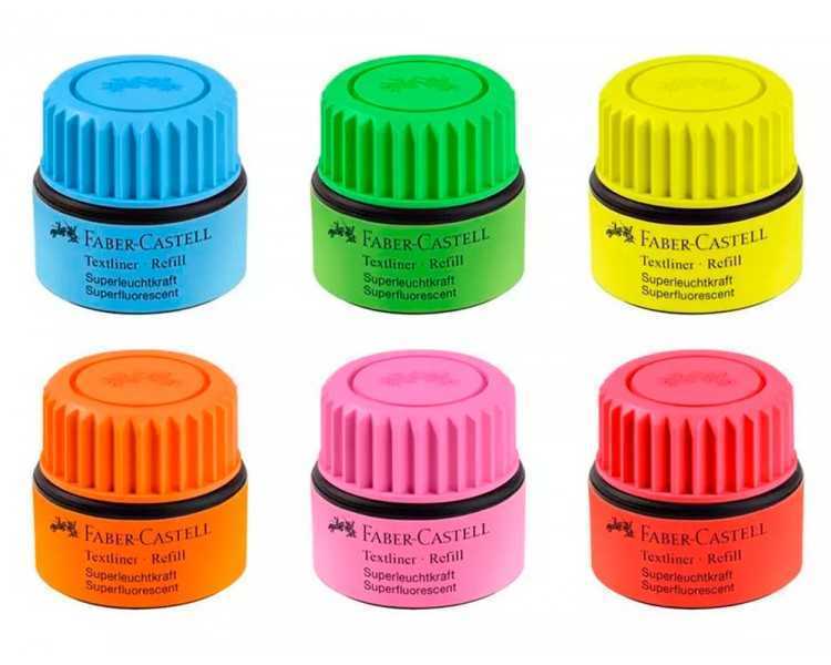 Tinta rotulador faber castell textliner fluorescente 1549 con sistema capilar color verde bote 30 ml