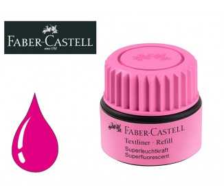 Tinta rotulador faber castell textliner fluorescente 1549 con sistema capilar color rosa bote 30 ml