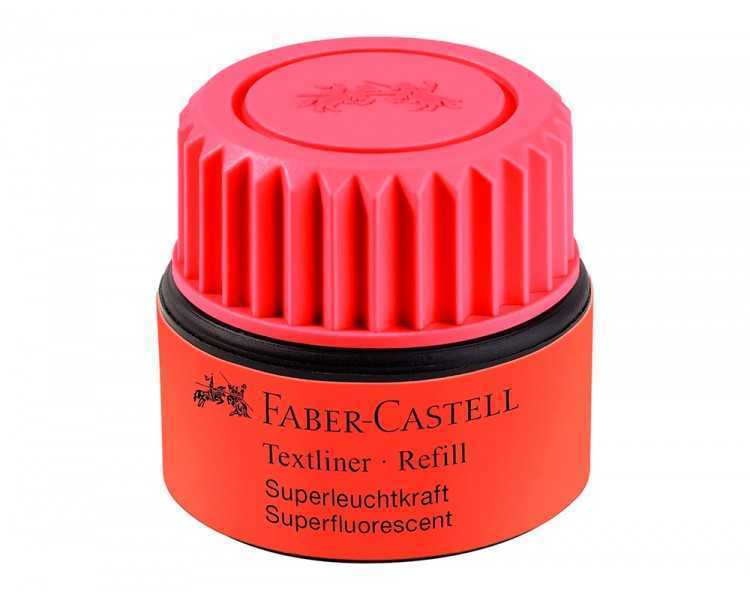 Tinta rotulador faber castell textliner fluorescente 1549 con sistema capilar color rojo bote 30 ml