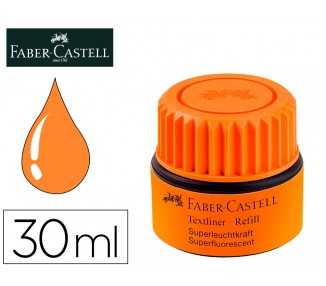 Tinta rotulador faber castell textliner fluorescente 1549 con sistema capilar color naranja bote 30 ml