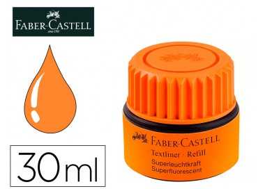 Tinta rotulador faber castell textliner fluorescente 1549 con sistema capilar color naranja bote 30 ml