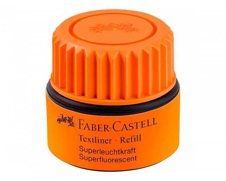 Tinta rotulador faber castell textliner fluorescente 1549 con sistema capilar color naranja bote 30 ml