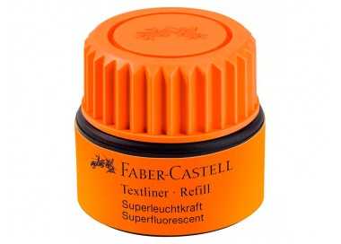 Tinta rotulador faber castell textliner fluorescente 1549 con sistema capilar color naranja bote 30 ml