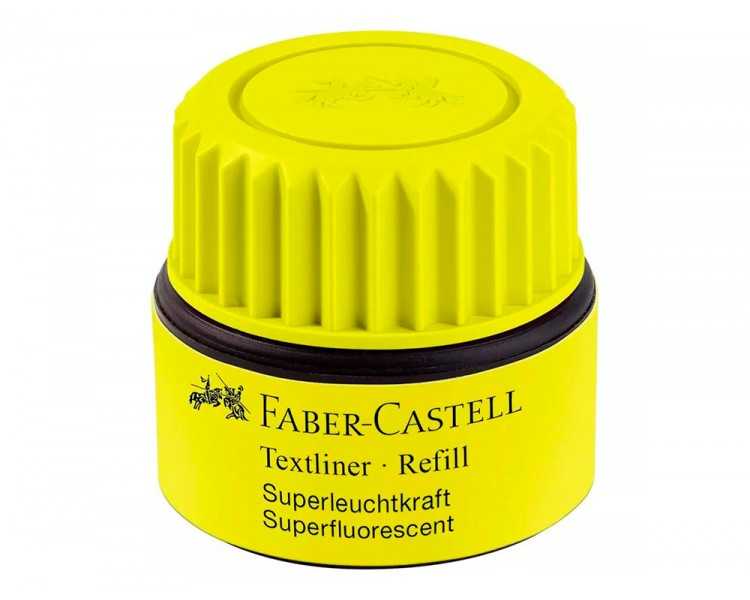 Tinta rotulador faber castell textliner fluorescente 1549 con sistema capilar color amarillo bote 30 ml