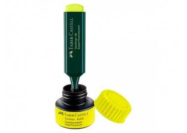 Tinta rotulador faber castell textliner fluorescente 1549 con sistema capilar color amarillo bote 30 ml