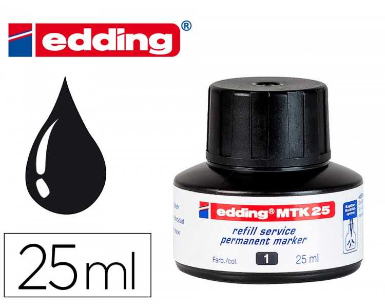 Tinta rotulador edding mtk25 con sistema capilar color negro bote 25 ml