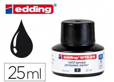 Tinta rotulador edding mtk25 con sistema capilar color negro bote 25 ml