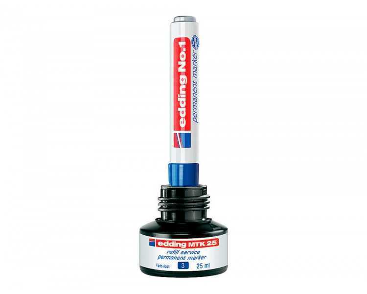 Tinta rotulador edding mtk25 con sistema capilar color azul bote 25 ml