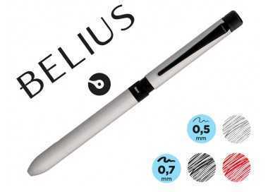Boligrafo belius zurich 3 en 1 cuerpo plateado tinta negra y roja portaminas 0,5 mm en estuche