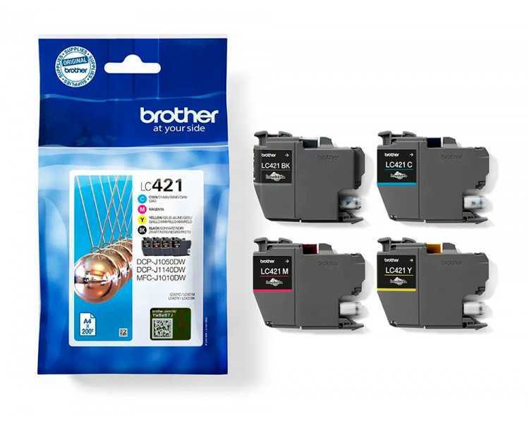 Ink-jet brother lc421val dcp-j1050dw / dcp-j1140dw / mfc-j10 pack 4 colores 200 paginas