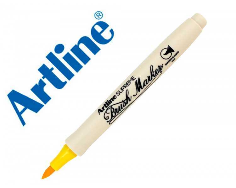 Rotulador artline supreme brush epfs pintura base de agua punta tipo pincel trazo fino amarillo