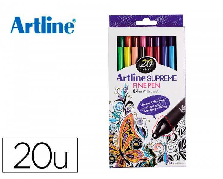 Rotulador artline supreme epfs200 fine liner punta de fibra 0,4 mm bolsa 20 unidades colores surtidos