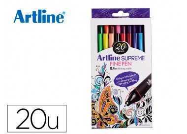 Rotulador artline supreme epfs200 fine liner punta de fibra 0,4 mm bolsa 20 unidades colores surtidos