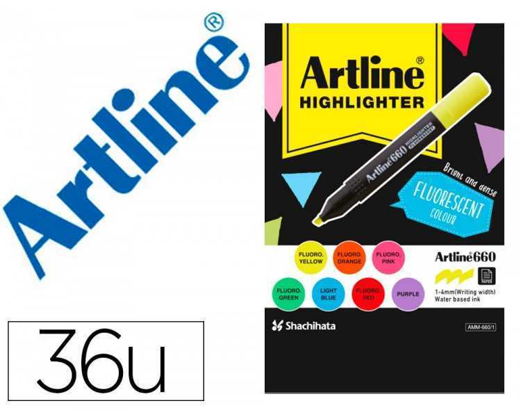 Rotulador artline fluorescente ek-660 expositor de 36 unidades colores surtidos