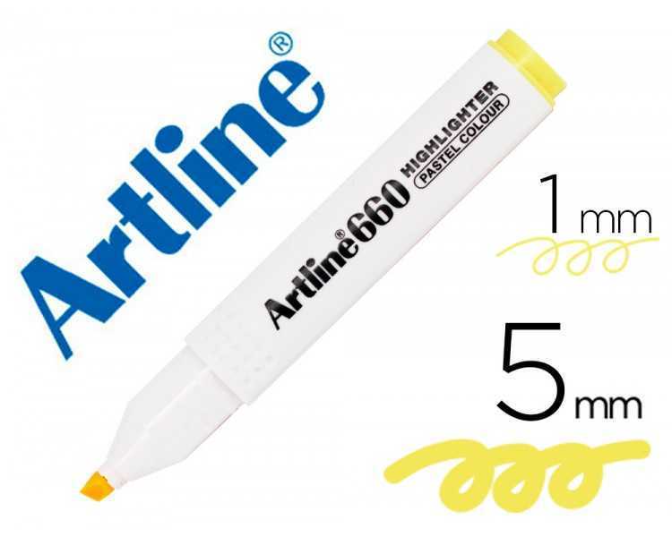 Rotulador artline fluorescente ek-660 amarillo pastel punta biselada