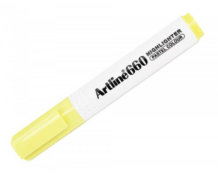 Rotulador artline fluorescente ek-660 amarillo pastel punta biselada