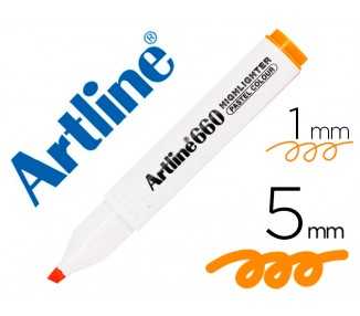 Rotulador artline fluorescente ek-660 naranja pastel punta biselada