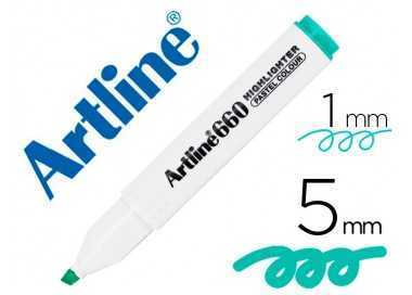 Rotulador artline fluorescente ek-660 verde pastel punta biselada