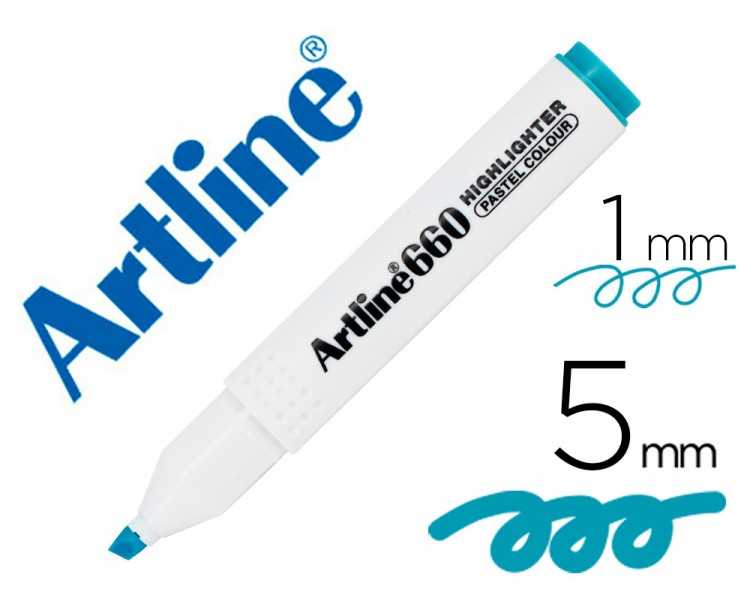 Rotulador artline fluorescente ek-660 azul pastel punta biselada