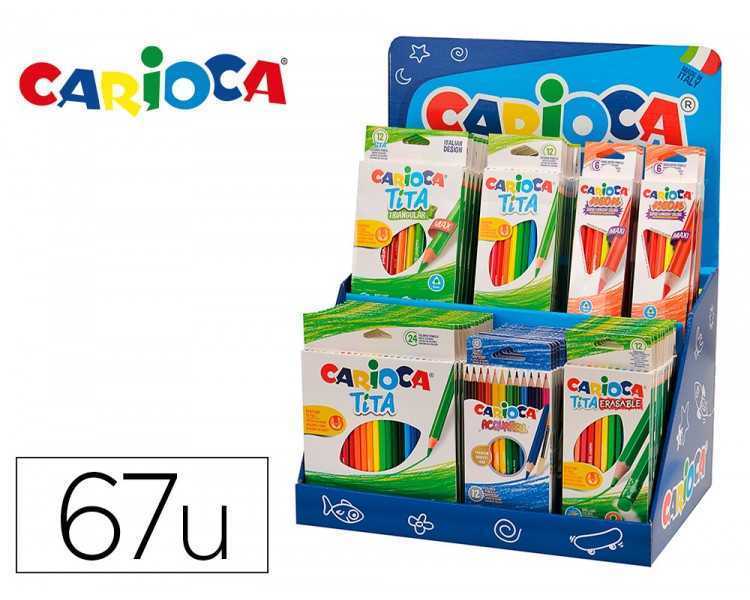 Lapices de colores carioca expositor de sobremesa con 67 unidades surtidas