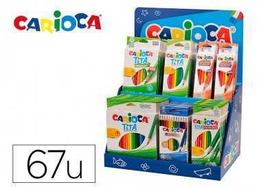 Lapices de colores carioca expositor de sobremesa con 67 unidades surtidas
