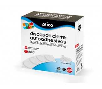 Disco de cierre plico velcro autoadhesivo 20 mm diametro color blanco caja de 200 unidades