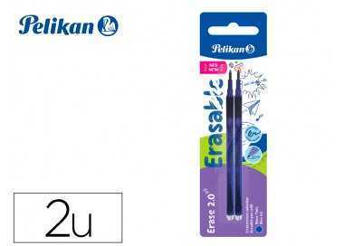 Recambio roller pelikan erase 2.0 color azul blister de 2 unidades