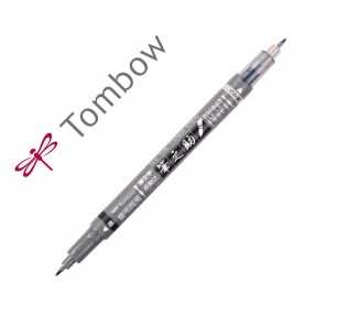 Rotulador tombow fudenosuke tinta base de agua doble punta blanda color gris/negro