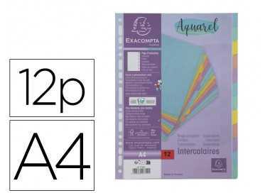 Separador exacompta aquarel cartulina lustrada juego de 12 separadores din a4 colores pastel