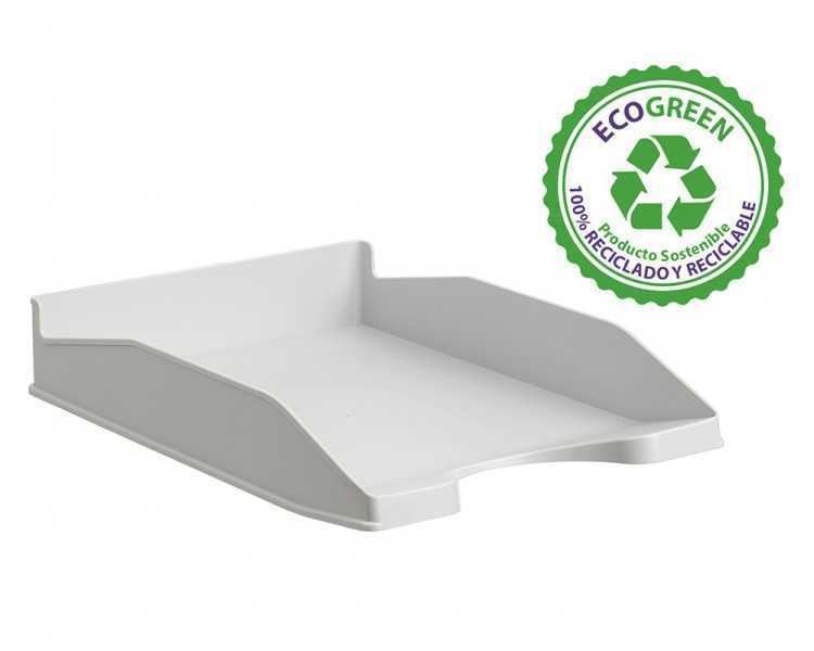 Bandeja sobremesa archivo 2000 ecogreen plastico 100% reciclada apilable formatos din a4 y folio color gris
