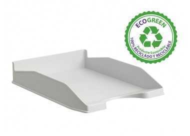 Bandeja sobremesa archivo 2000 ecogreen plastico 100% reciclada apilable formatos din a4 y folio color gris