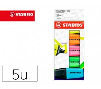 Rotulador stabilo boss mini estuche de 5 unidades amarillo /azul/naranja/rosa/verde