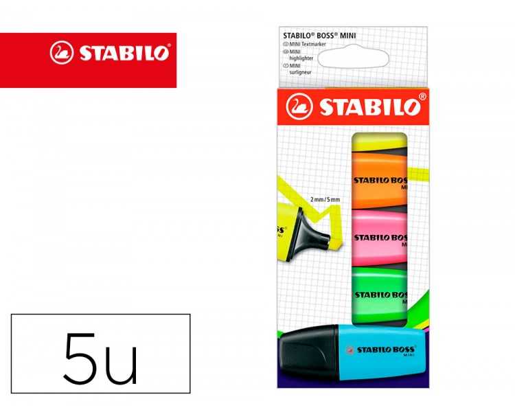 Rotulador stabilo boss mini estuche de 5 unidades amarillo /azul/naranja/rosa/verde