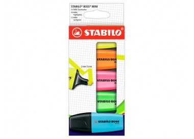 Rotulador stabilo boss mini estuche de 5 unidades amarillo /azul/naranja/rosa/verde