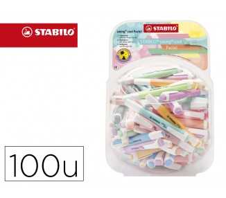 Rotulador stabilo fluorescente fino swing cool pastel bombonera de 100 unidades colores surtidos
