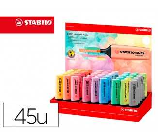 Rotulador stabilo boss fluorescente 70 pastel expositor de 45 unidades colores surtidos