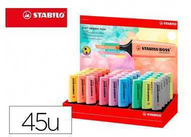 Rotulador stabilo boss fluorescente 70 pastel expositor de 45 unidades colores surtidos