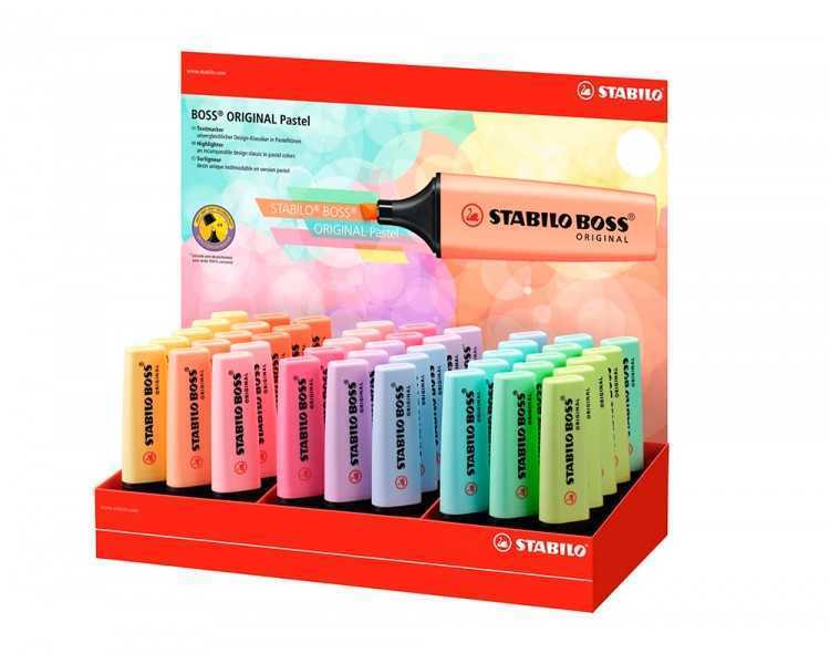 Rotulador stabilo boss fluorescente 70 pastel expositor de 45 unidades colores surtidos
